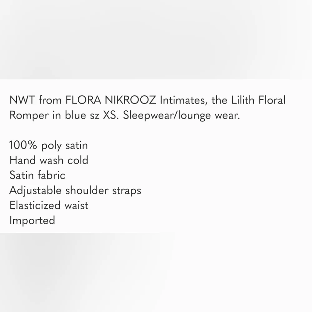 NWT Flora Nikrooz Intimates Lilith Satin Floral Romper Sleepwear Size XS - Picture 7 of 7